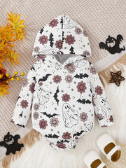 Halloween Baby Hooded Romper Cartoon Print