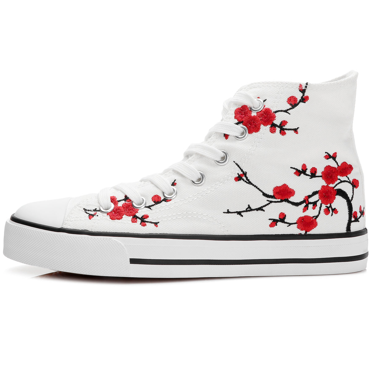 Floral Print High Top Canvas Shoes - Non Slip Casual Sneakers