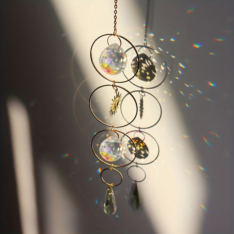 Crystal Sun Catcher Wind Chime Metal Pendant Home Decoration Car Hanging