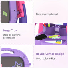 Kids Adjustable Standing Art Easel with Magnetic Drawing Board