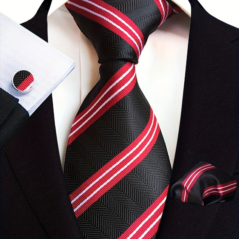 Men's Jacquard Tie Cufflink Square Scarf Business Parties