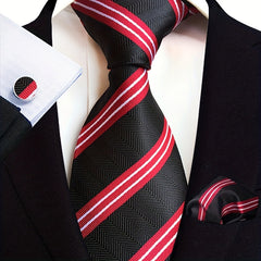 Men's Jacquard Tie Cufflink Square Scarf Business Parties
