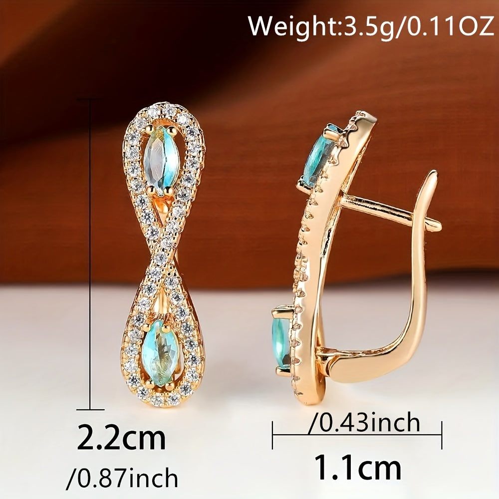 Teardrop Aqua Stone Earrings Vintage Bride Wedding Love Infinity Jewelry