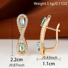 Teardrop Aqua Stone Earrings Vintage Bride Wedding Love Infinity Jewelry