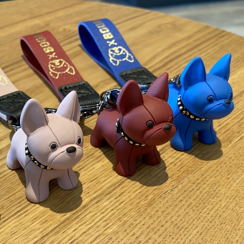 Cute French Bulldog Keychain PVC Cartoon Style
