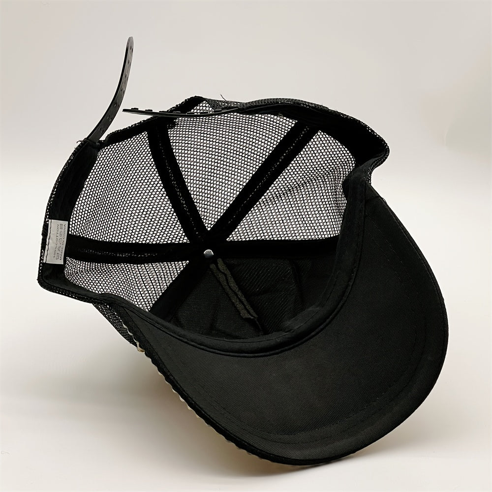 Golden Rhinestone Baseball Cap Mesh Hip Hop Trucker Hat