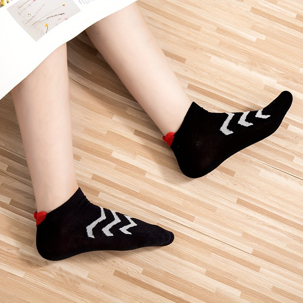5 Pairs Geometric Pattern Low Cut Short Socks Women's Stockings
