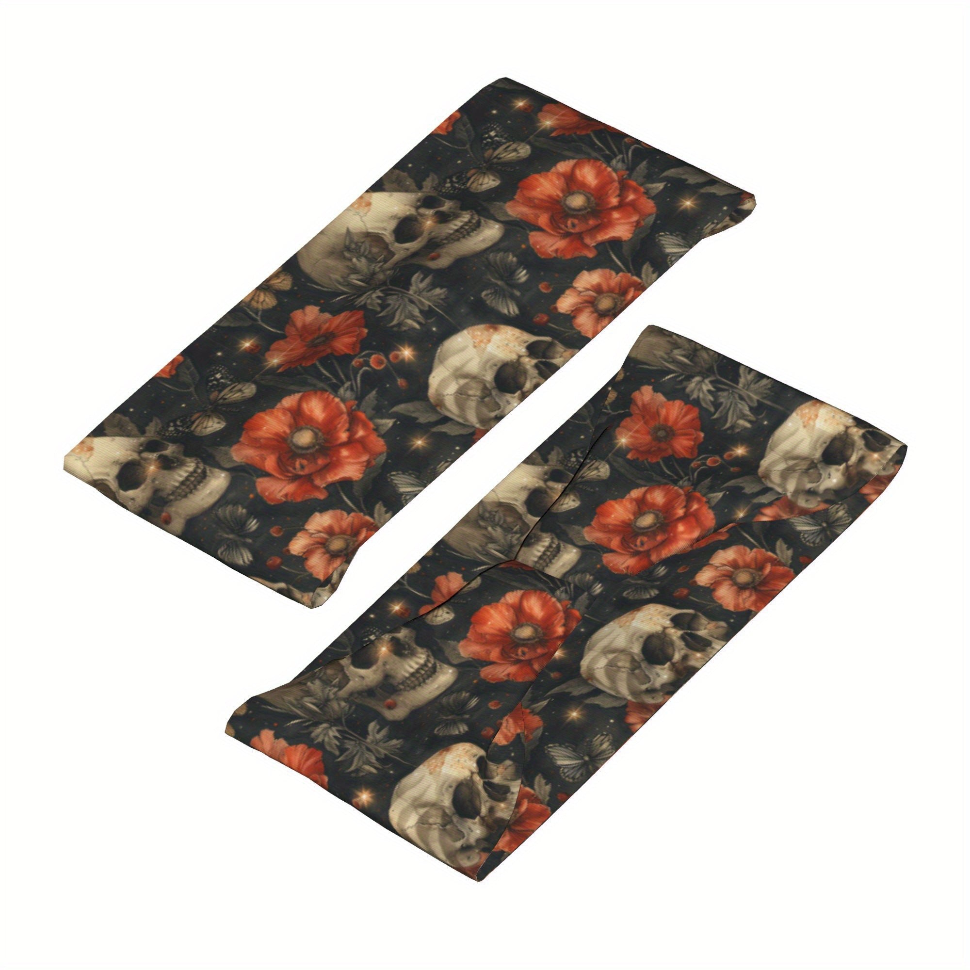 Gothic Mushroom Forest Headband Red Orange Skull Floral Sport Headband