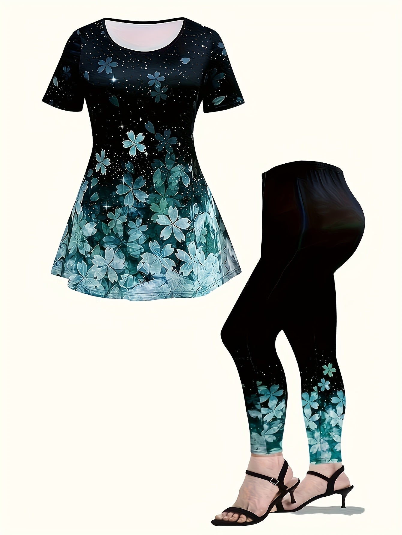  Tie Dye Butterfly Print Top & Leggings Set