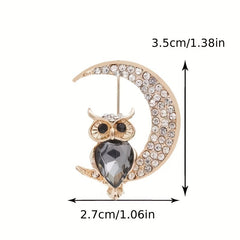 Owl Moon Brooch Men Animal Pin Clothing Fixed Buckle Pin Brooch Gift