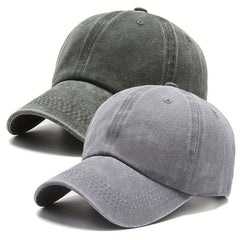 2pcs Cotton Couple Baseball Cap Washed Distressed Solid Dad Hats Vintage