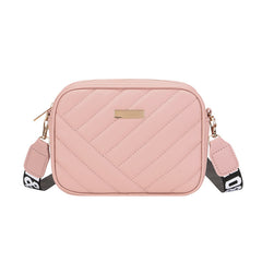 Quilted Square Crossbody Bag Metal Zipper Purse Faux Leather Shoulder Bag