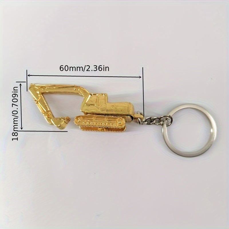 Alloy 3D Excavator Keychain Bag Car Pendant Accessory