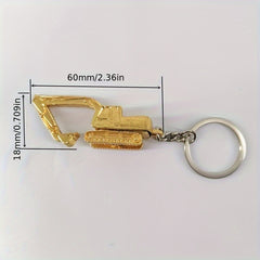 Alloy 3D Excavator Keychain Bag Car Pendant Accessory