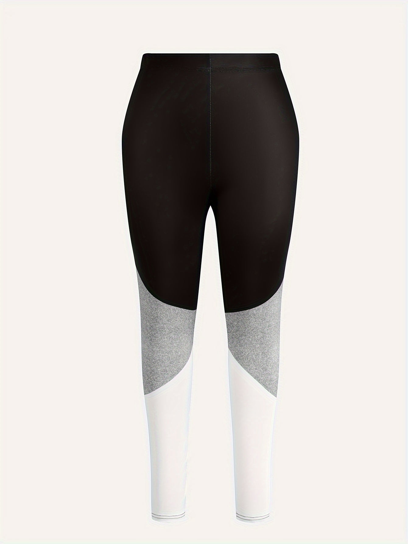 Plus Size Colorblock V Neck Top & Leggings Set