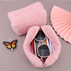 Plush Pencil Case Large Capacity Office Supplies Women's Travel Toiletry Bag