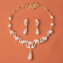 DIY Pearl Necklace Earrings Set Women's Jewelry