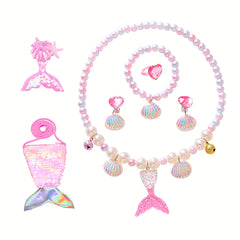6pcs Mermaid Jewelry Kit For Girls Christmas Birthday Party Supplies