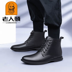 LAORENTOU Men's Leather High Top Oxford Shoes