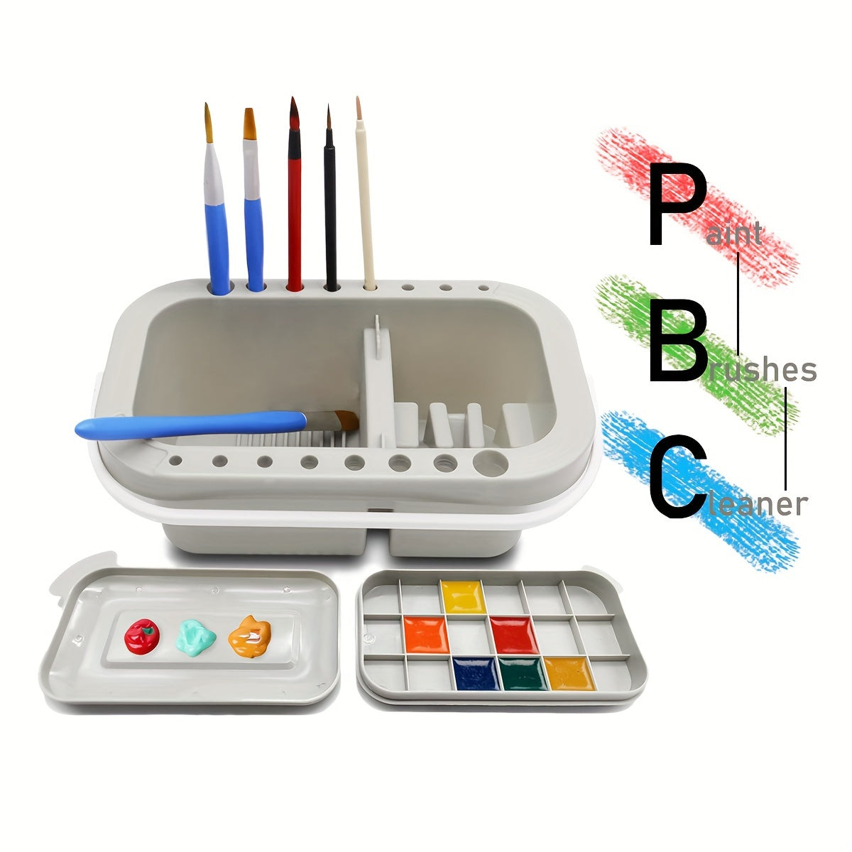 3 In 1 Wash Pen Bucket With Holder & Palette Lid
