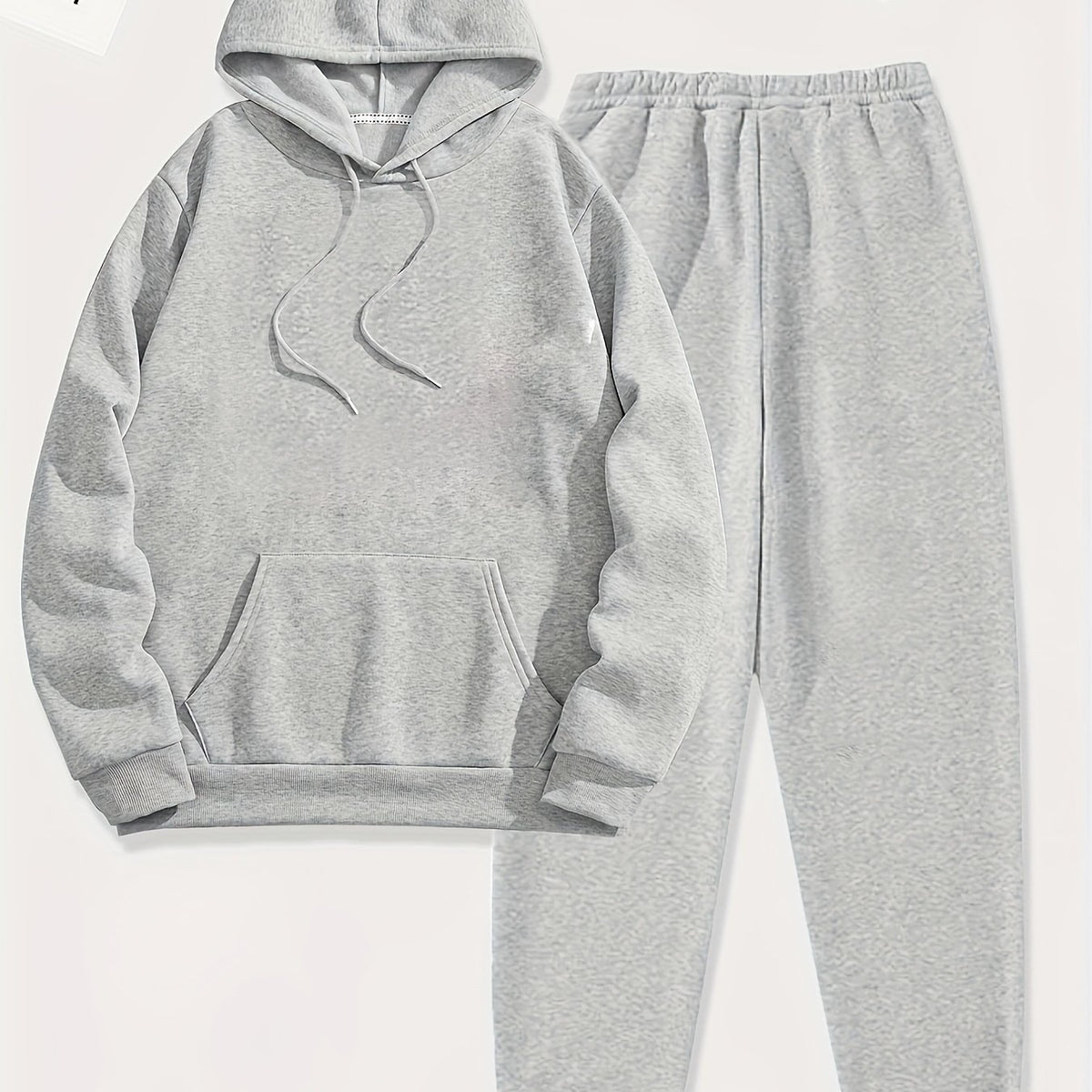 Solid Casual 2pc Set Hoodies & Jogger Pants Women's Clothing