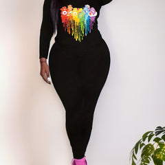 Bear Print Matching Set Long Sleeve T-shirt & Leggings