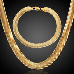 2pcs Men's Snake Chain Necklace & Bracelet Set Hip Hop Accessories