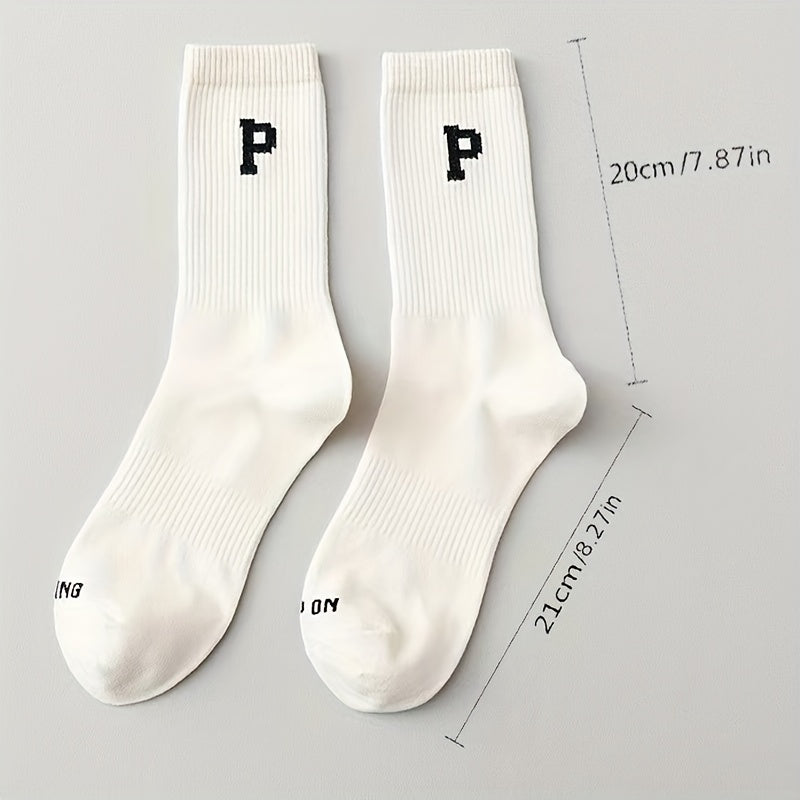 4 Pairs Letter Print Socks Mid Tube Women's Stockings