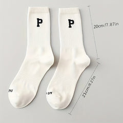 4 Pairs Letter Print Socks Mid Tube Women's Stockings