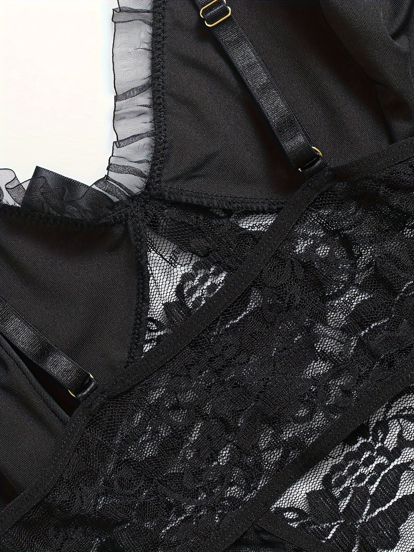  Lace Bow Ruffle Babydoll Dress