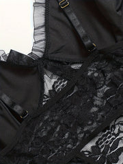  Lace Bow Ruffle Babydoll Dress