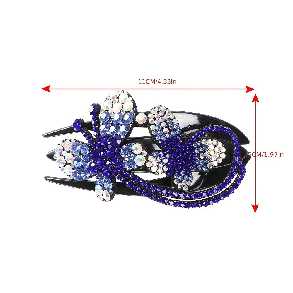 Rhinestone Flower Hair Claw Clip Strong Hold Hairpin