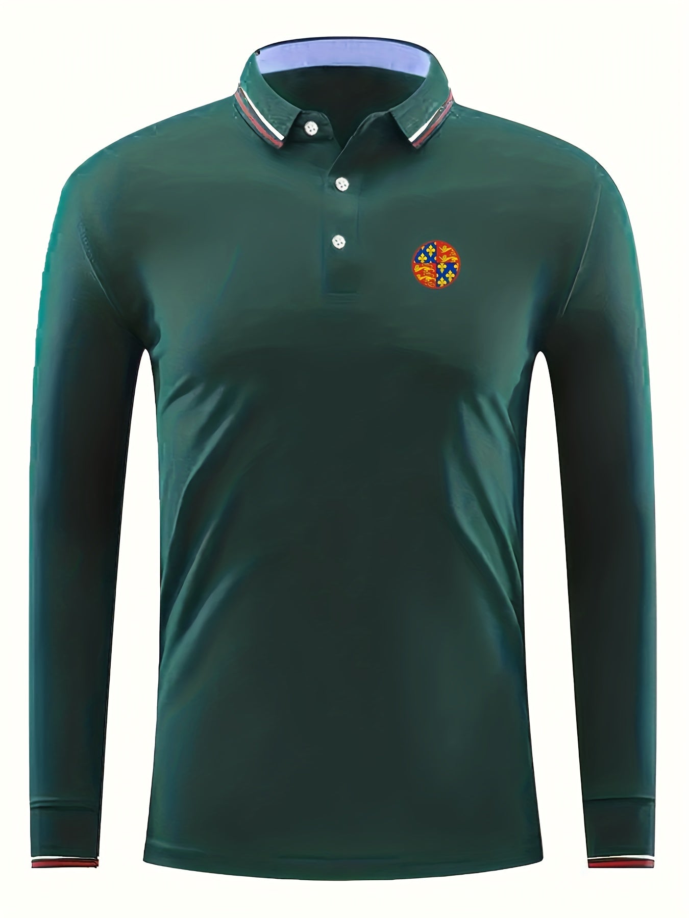 Symbol Print Men's Casual Button Up Long Sleeve Polo Shirt