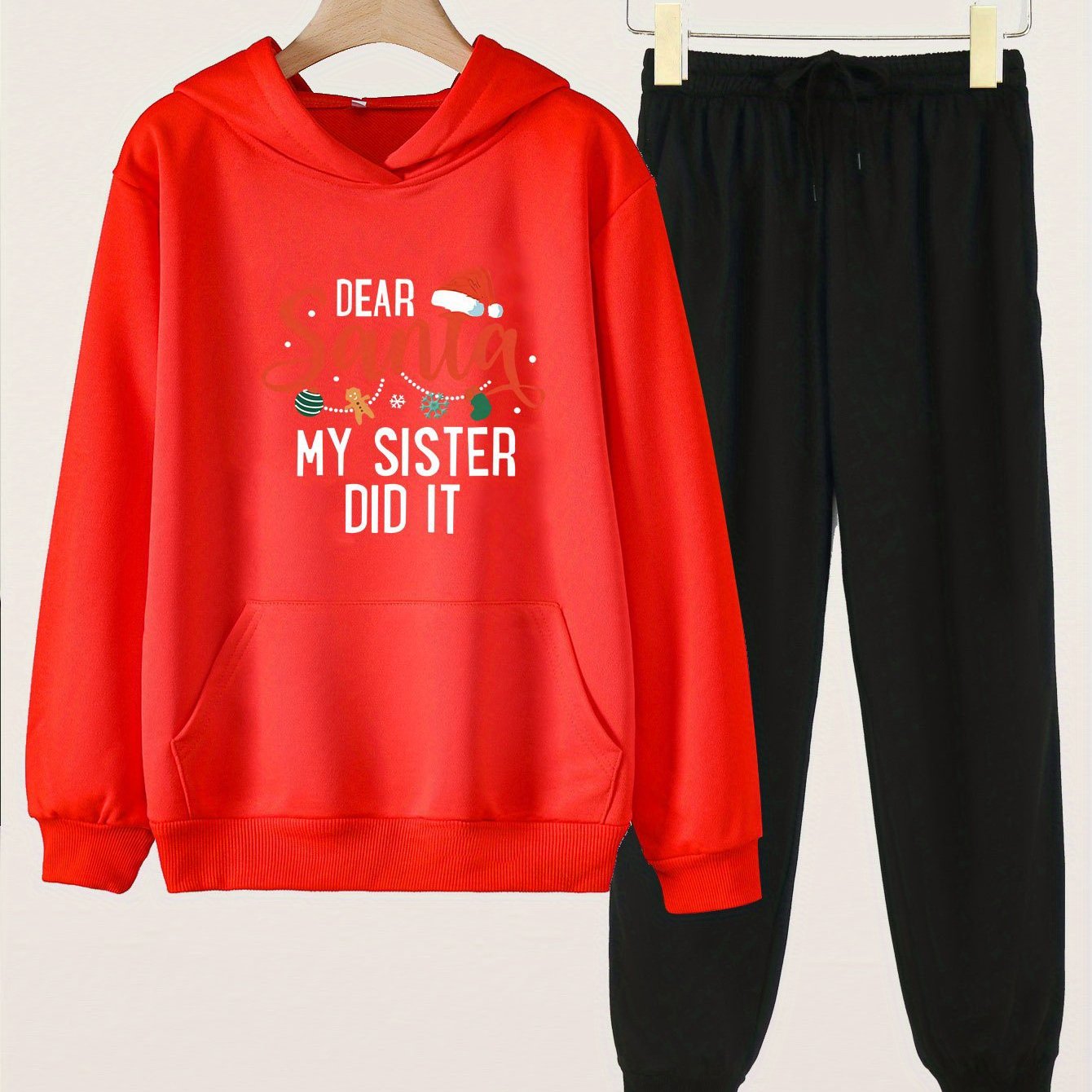 Dear Santa My Sister Did It Hoodie & Jogger Set for Girls