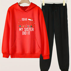 Dear Santa My Sister Did It Hoodie & Jogger Set for Girls