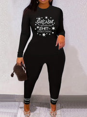 Women's Plus Star & Letter Print Tee & Leggings Outfits Set