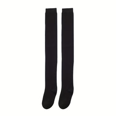 2 Pairs Solid Calf Socks College Style Knee High Socks Women's Stockings