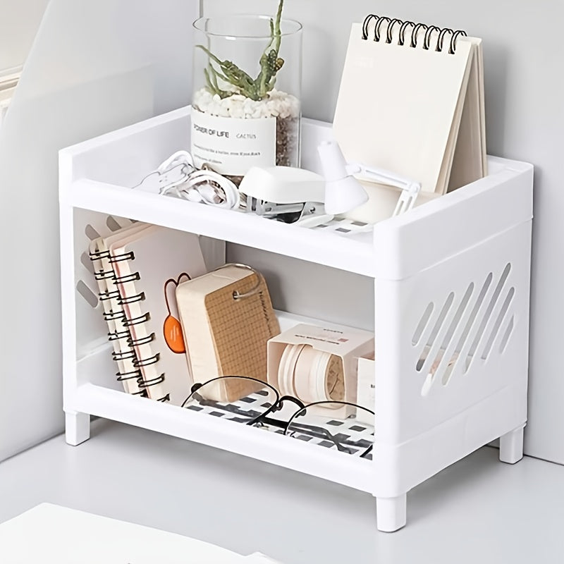Desktop Double Layer Rack Cosmetic Storage Holder Table Sundries Display Shelf