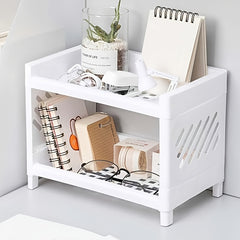 Desktop Double Layer Rack Cosmetic Storage Holder Table Sundries Display Shelf