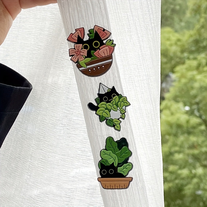 Cat Plant Enamel Pin Leaf Brooch Flower Jewelry Lapel Pin