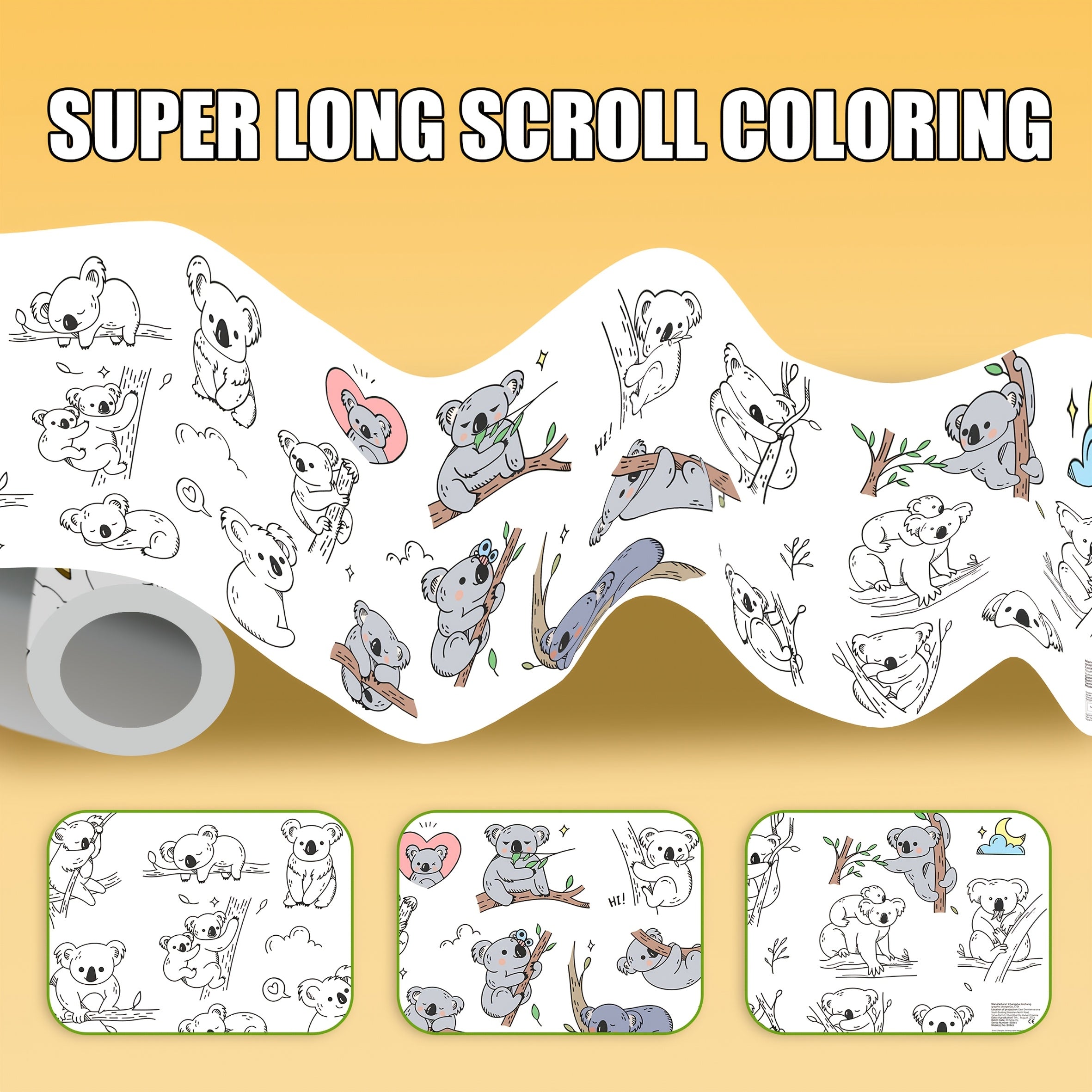 Koiwa Bear Coloring Scroll 180g Paper Non bleed Ink
