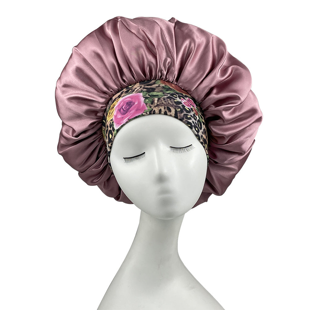 Printed Silk Wide Side Ladies Sleeping Cap