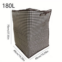 Large Capacity Houndstooth Print Bag Dustproof Zipper Organizer