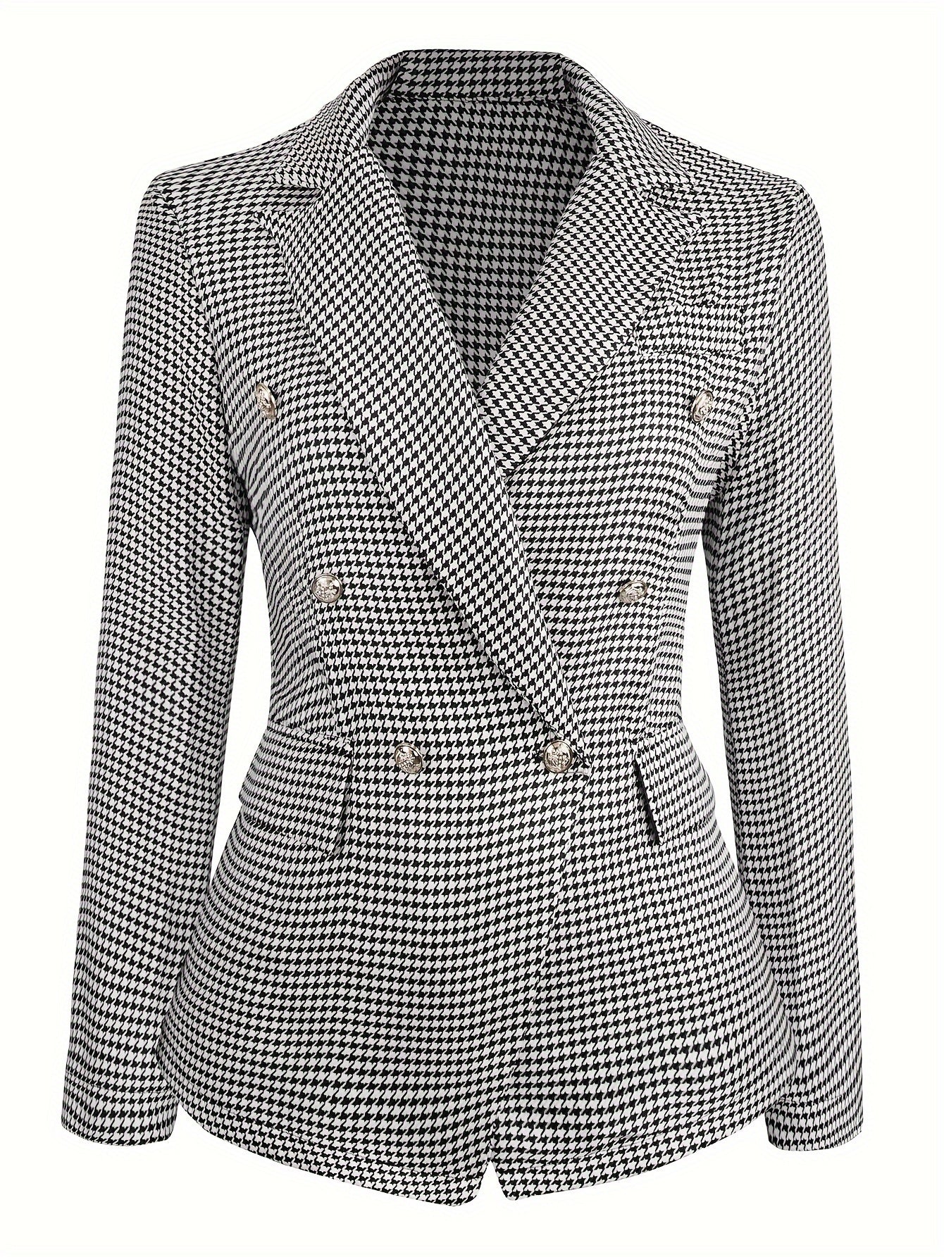 Houndstooth Print Slim Blazer
