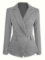  Houndstooth Print Slim Blazer