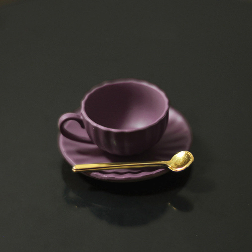 3pcs 1:12 Dollhouse Mini Furniture DIY Access Coffee Cup Saucer Spoon Set