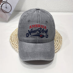 YORK Embroidery Baseball Cap Vintage Washed Distressed Cotton Dad Hat Unisex