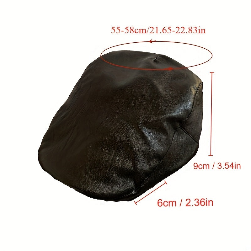 British Retro Leather Beret Hat Men's And Women's All match Newsboy Hat