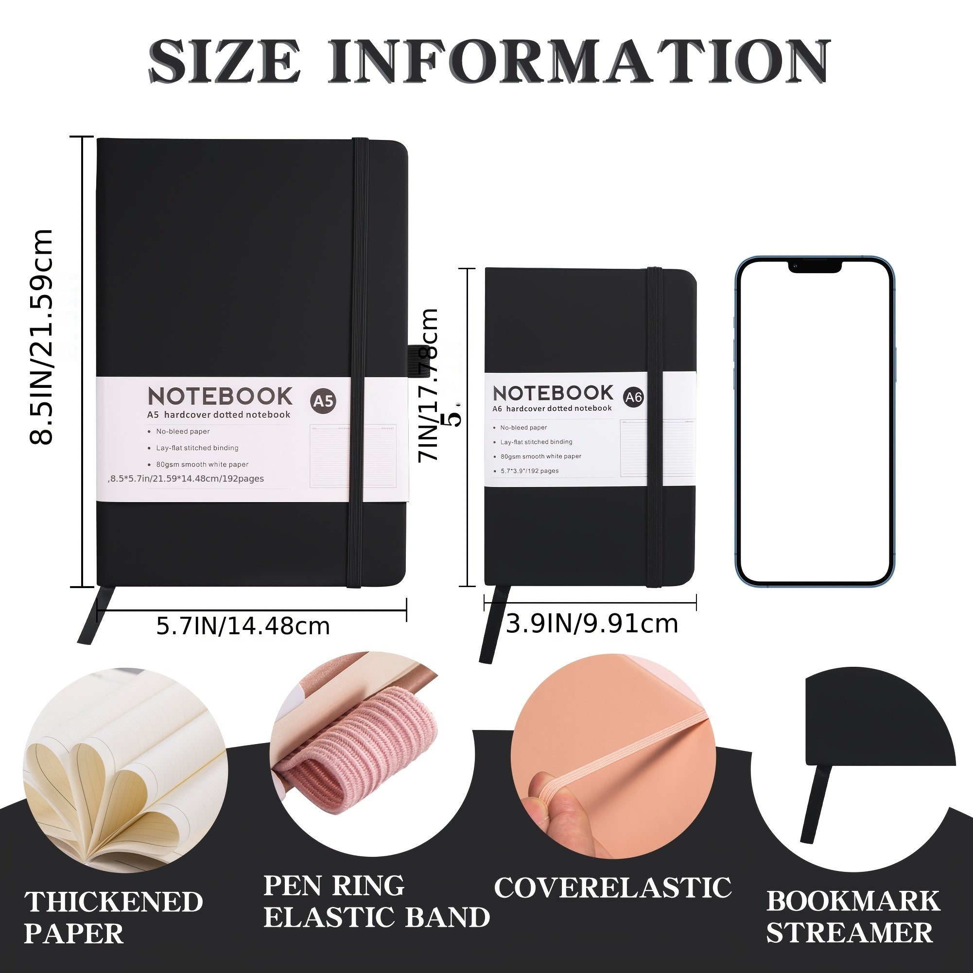 A5A6 Strap Book Notebook Portable Solid Notepad