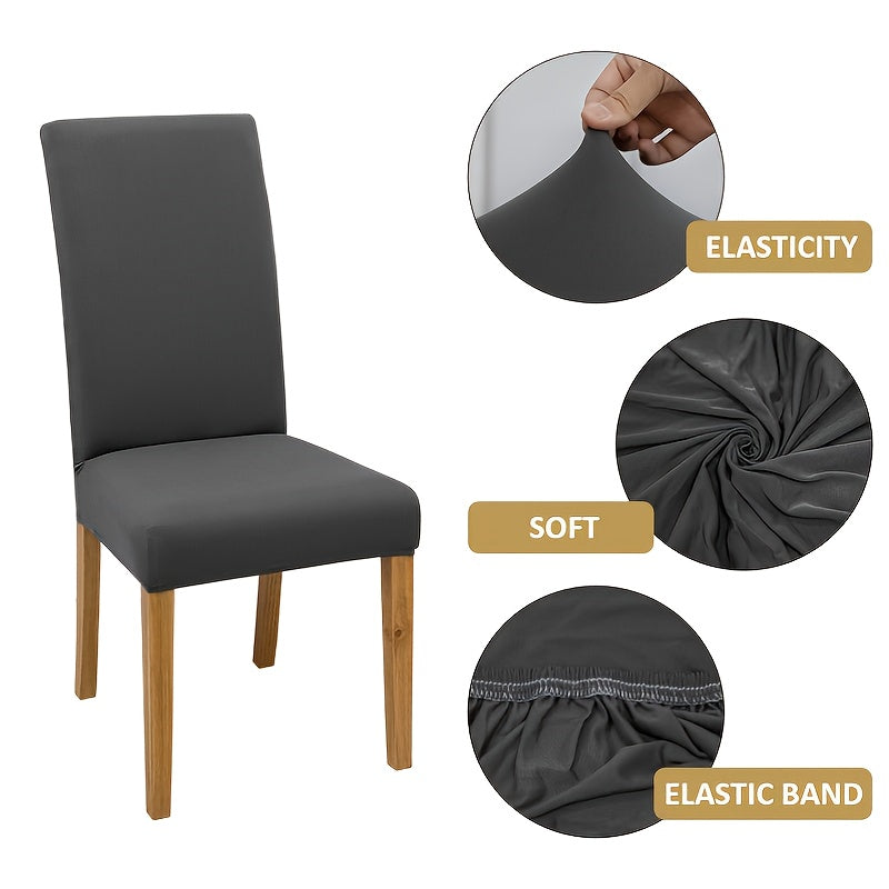 Solid Elastic Chair Slipcover Dining Chair Covers